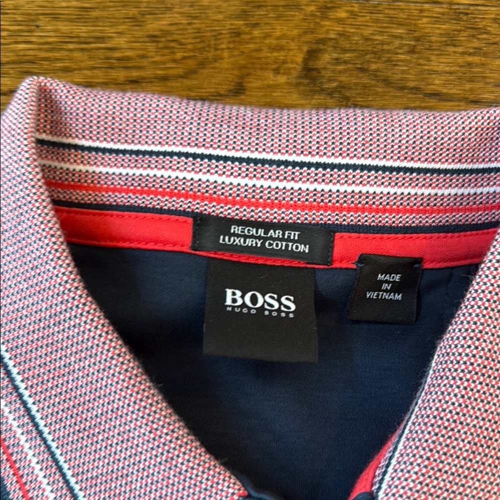 Boss Blue and Pink Polo Shirt Classic Design - Picture 3 of 6
